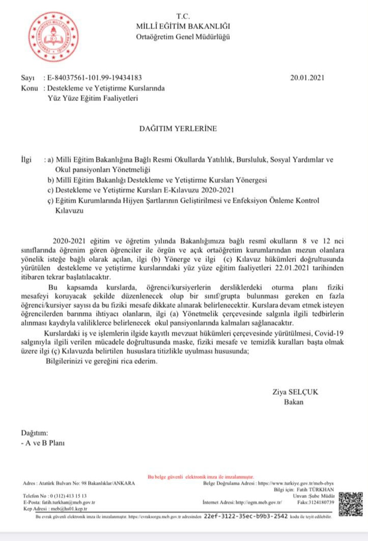 Destekleme ve Yetiştirme Kursları Yeniden Açılıyor