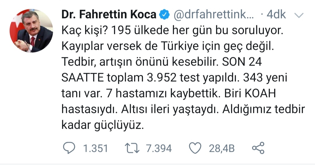 Koronavirüs'ten Kaybımız 44 Oldu