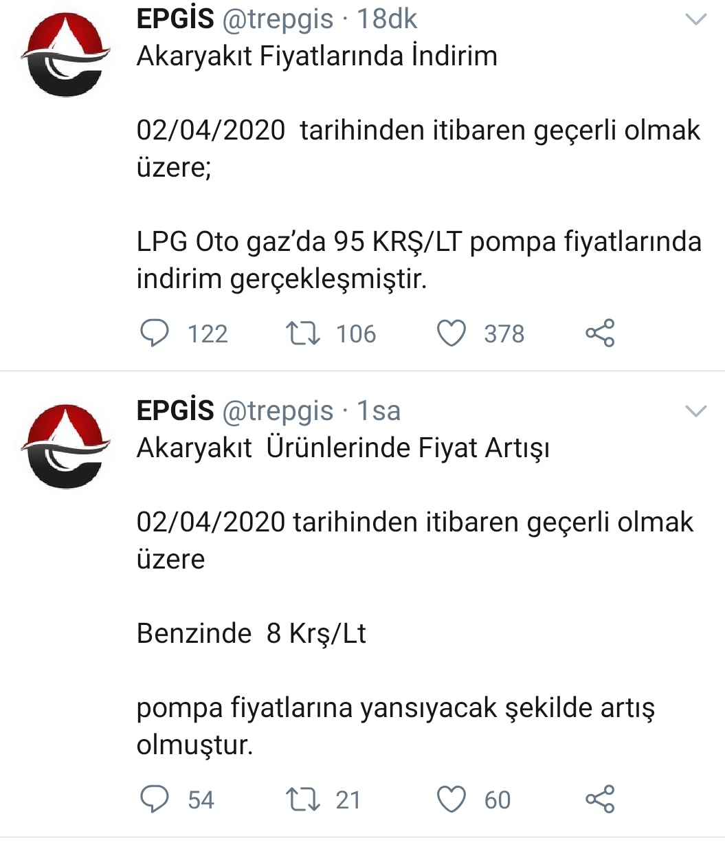 Lpg'ye 95 kuruş İndirim, Benzine 8 kuruş zam yapıldı.