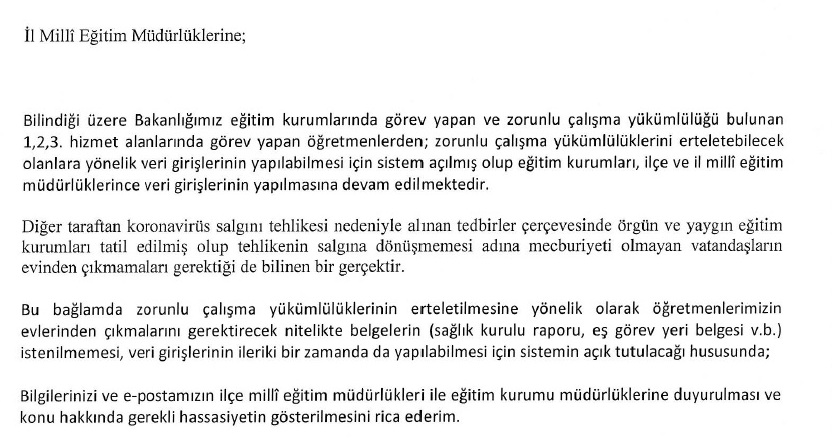 Zorunlu Çalışma Yükümlülüğü Erteleme