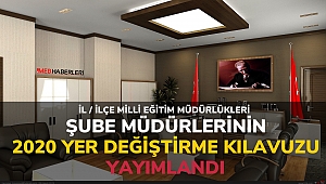 İl / İlçe MEM Şube Müdürlerinin 2020 Yılı Yer Değiştirme Kılavuzu yayımlandı