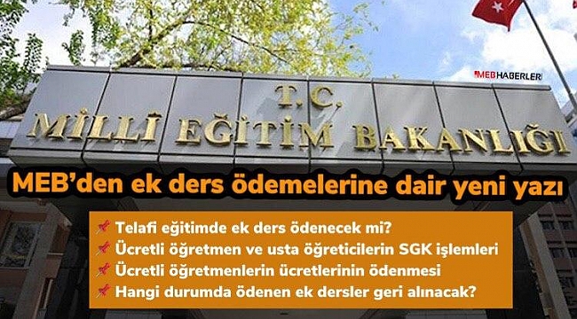 MEB'den Yeni Ek Ders Yazısı