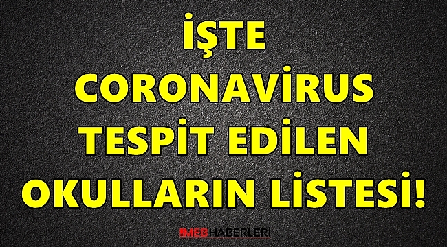 İşte Covid-19 Tespit Edilen 34 Okulun İsmi