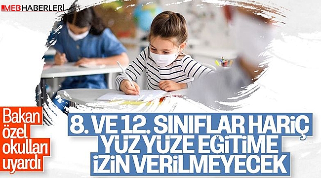 Özel Okullar Yüz yüze Eğitim Vermeyecek