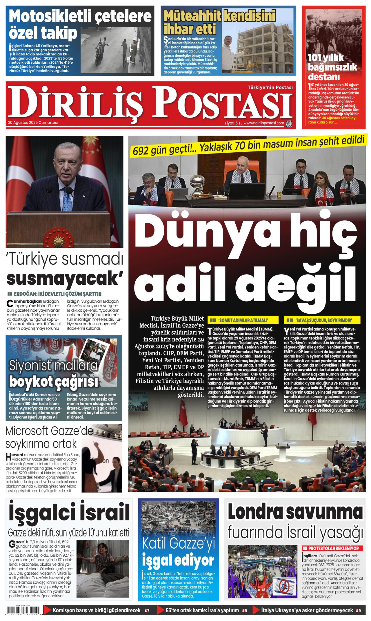 DİRİLİŞ POSTASI Gazete Manşeti