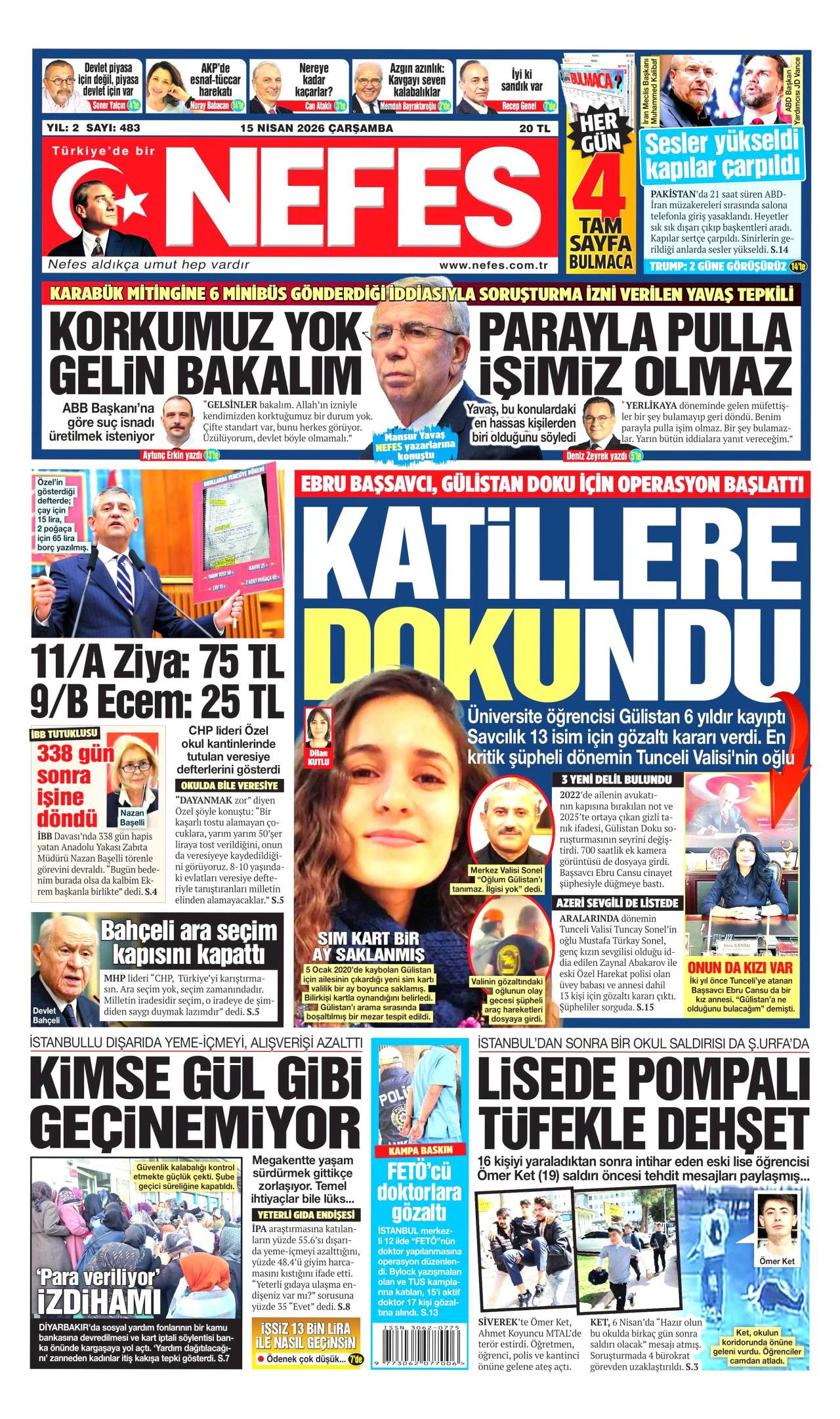 Nefes Gazetesi Gazete Manşeti