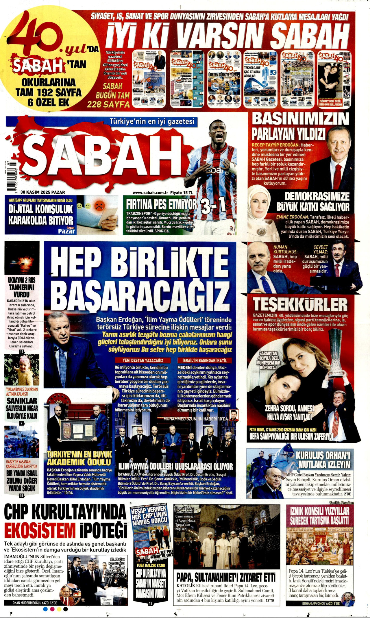 SABAH Gazete Manşeti