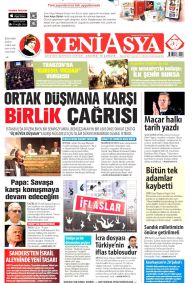 Yeni Asya Gazetesi Gazete Manşeti