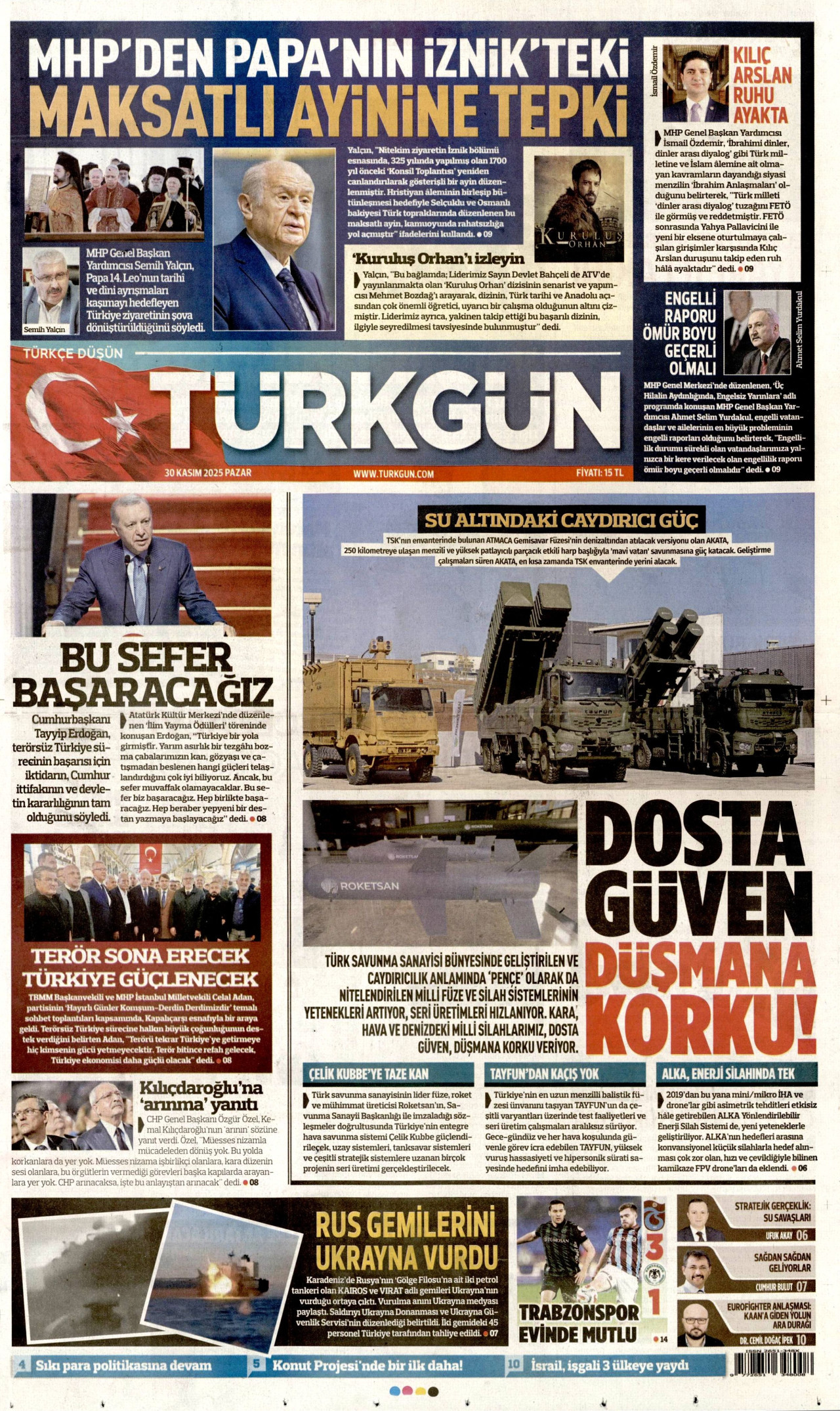 TÜRKGÜN Gazete Manşeti
